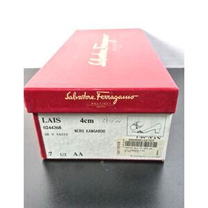 IOB Salvatore Ferragamo Boutique Nero Kangaroo Leather Pumps - Size 7 1/2 AA